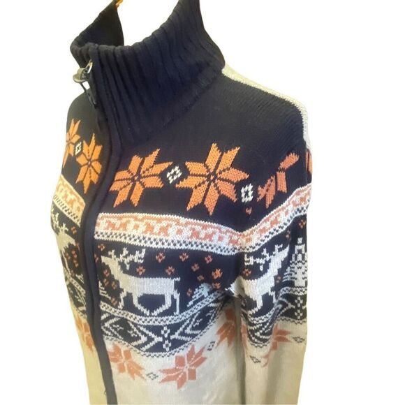 Soul Star Full Zip  Mock Collar Multi-Color Winter Design Cardigan Size X-Large - Picture 8 of 16